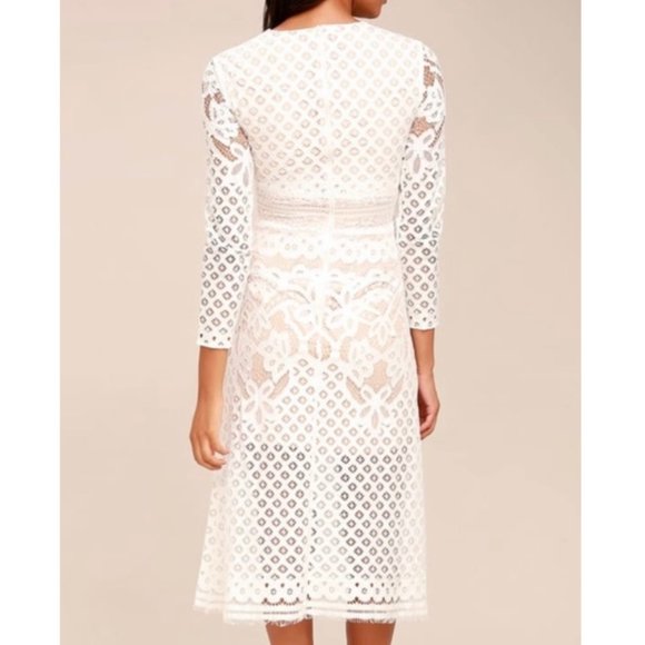 KEEPSAKE Bridges Ivory Lace Long Sleeve Midi Dress - Picture 2 of 5